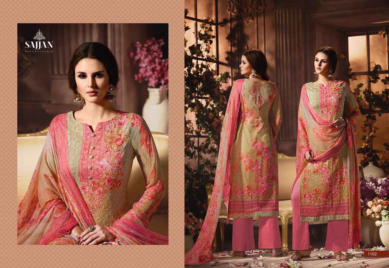 Rose Vol-11 By Sajjan 1101 To 1109 Series Beautiful Designer Pakistani Suits With Aari Work Fancy Casual Wear & Occasional Wear Visscos Georgette Printed Dresses At Wholesale Price