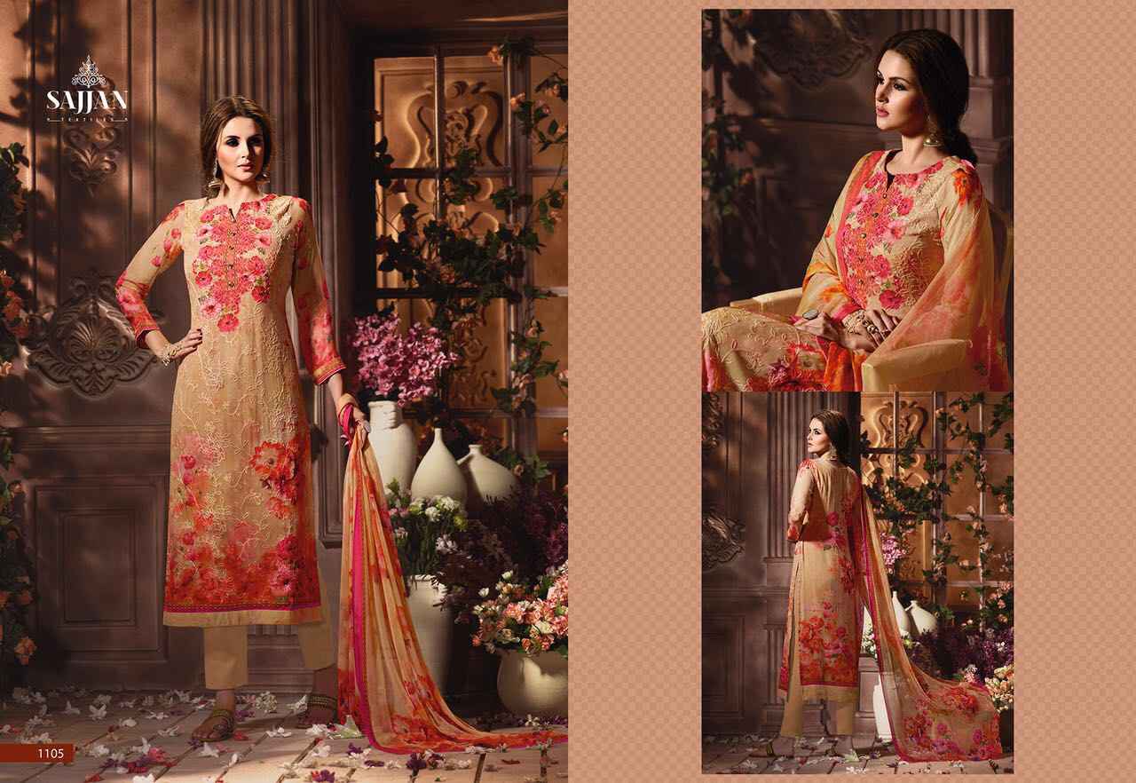 Rose Vol-11 By Sajjan 1101 To 1109 Series Beautiful Designer Pakistani Suits With Aari Work Fancy Casual Wear & Occasional Wear Visscos Georgette Printed Dresses At Wholesale Price