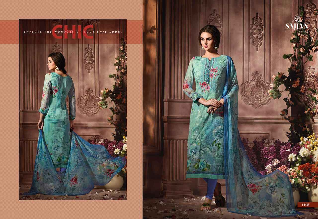 Rose Vol-11 By Sajjan 1101 To 1109 Series Beautiful Designer Pakistani Suits With Aari Work Fancy Casual Wear & Occasional Wear Visscos Georgette Printed Dresses At Wholesale Price