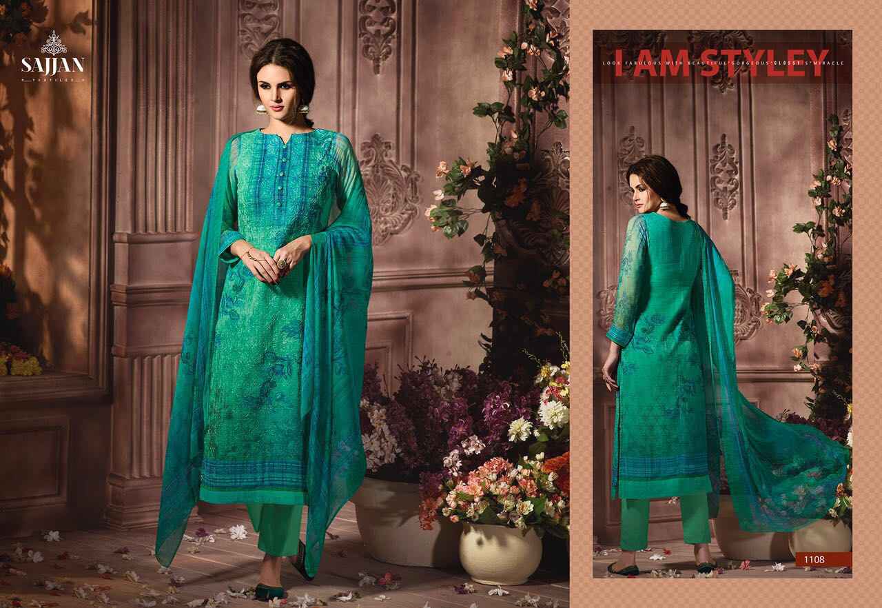 Rose Vol-11 By Sajjan 1101 To 1109 Series Beautiful Designer Pakistani Suits With Aari Work Fancy Casual Wear & Occasional Wear Visscos Georgette Printed Dresses At Wholesale Price
