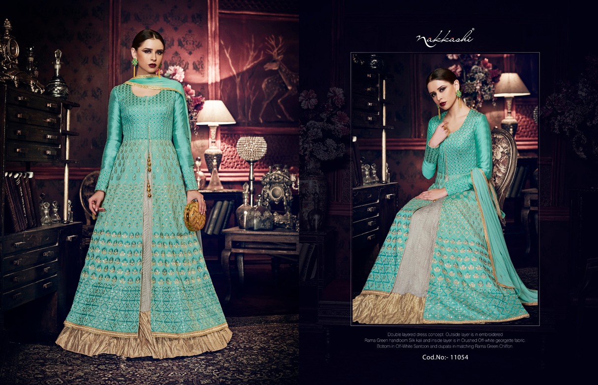 Royal Elegance By Nakkashi 11052 To 11058 Series Designer Wedding Collection Beautiful Fancy Colorful Party Wear & Occasional Wear Silk & Georgette Dresses At Wholesale Price