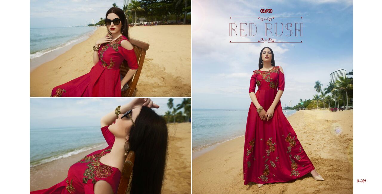 Royal Red By Eternal 356 To 367 Series Bollywood Beautiful Stylish Designer Embroidered Party Wear Ready To Wear Silk Gown At Wholesale Price