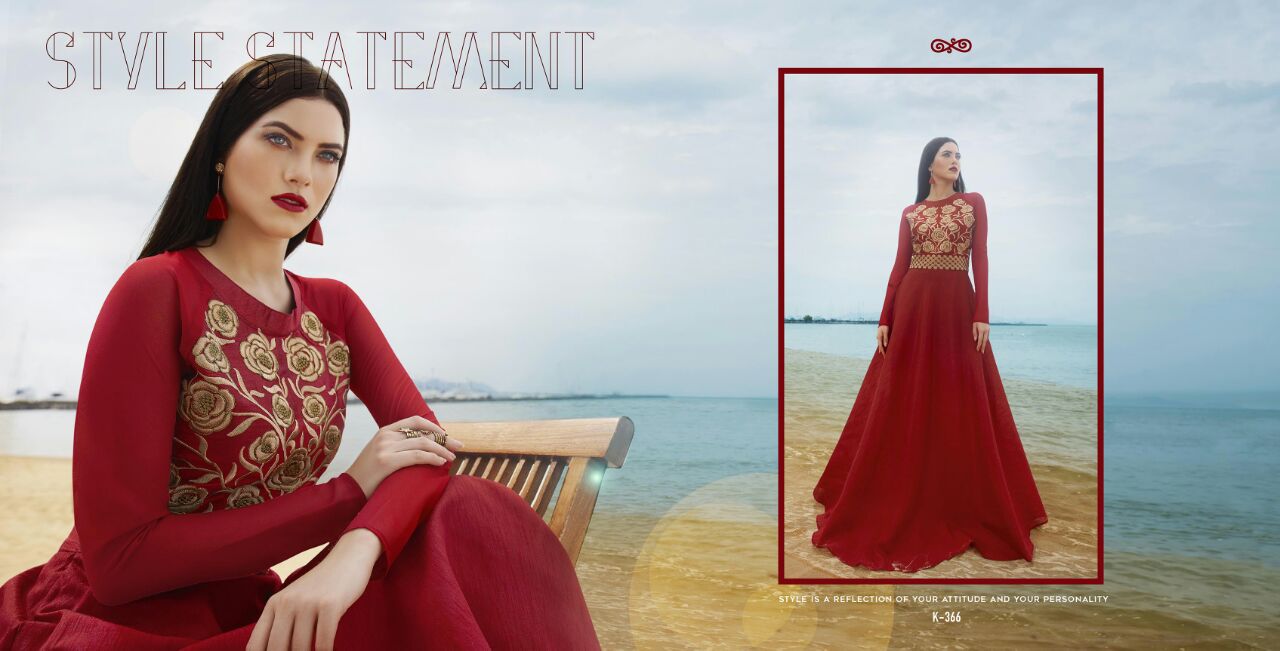 Royal Red By Eternal 356 To 367 Series Bollywood Beautiful Stylish Designer Embroidered Party Wear Ready To Wear Silk Gown At Wholesale Price