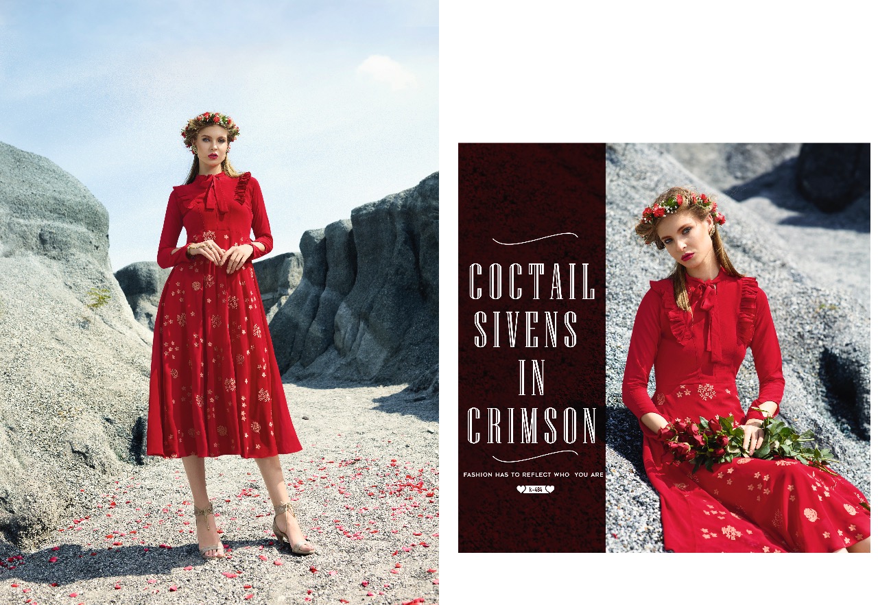 Royal Red Vol-2 By Eternal 482 To 491 Series Designer Beautiful Stylish Colorful Fancy Ethnic Wear & Casual Wear Faux Georgette Embroidered Kurtis At Wholesale Price