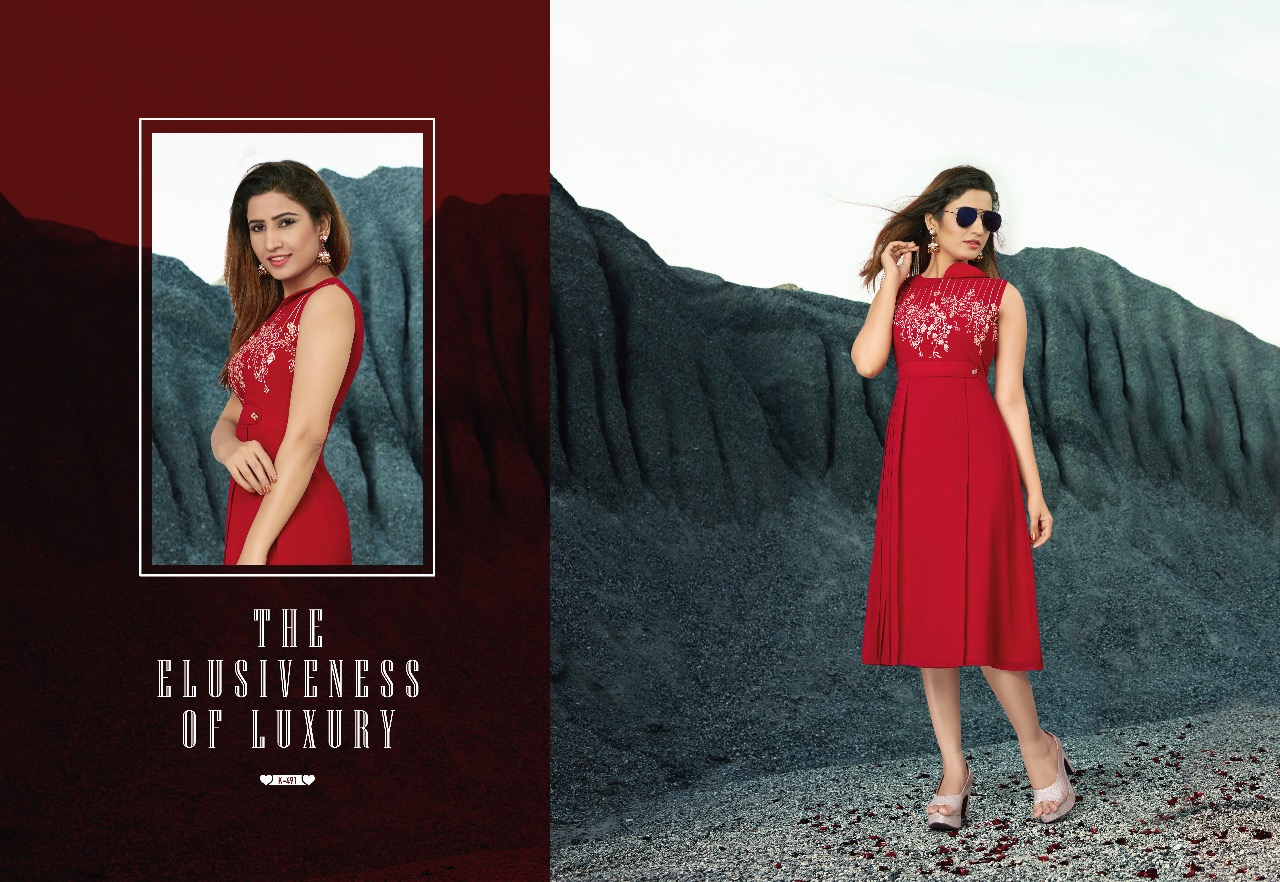 Royal Red Vol-2 By Eternal 482 To 491 Series Designer Beautiful Stylish Colorful Fancy Ethnic Wear & Casual Wear Faux Georgette Embroidered Kurtis At Wholesale Price
