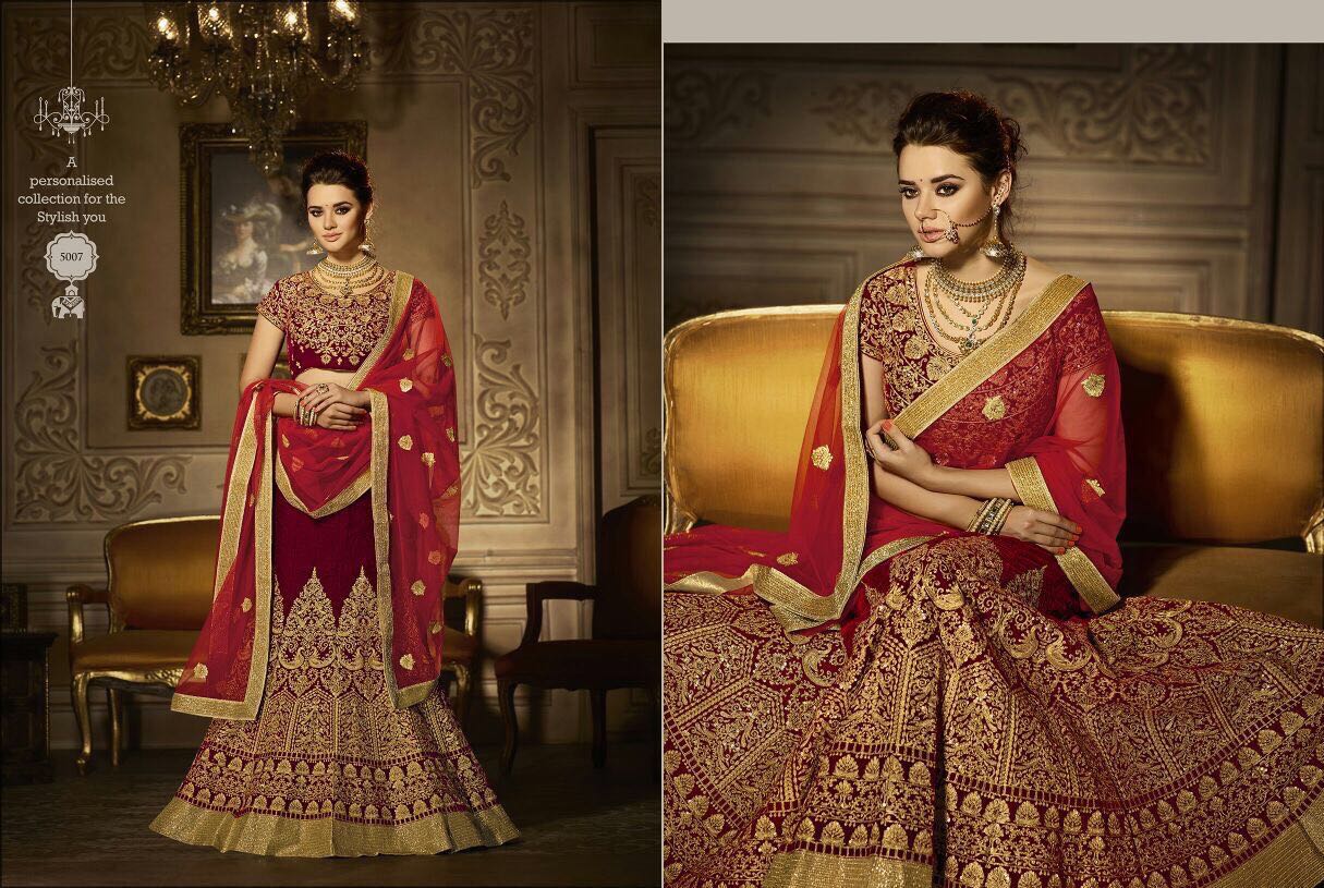 Royal Touch By Zikkra 5001 To 5011 Series Designer Beautiful Wedding Collection Occasional Wear & Party Wear Velvet & Bangalori Silk Lehengas At Wholesale Price