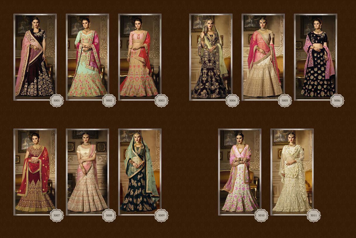 Royal Touch By Zikkra 5001 To 5011 Series Designer Beautiful Wedding Collection Occasional Wear & Party Wear Velvet & Bangalori Silk Lehengas At Wholesale Price