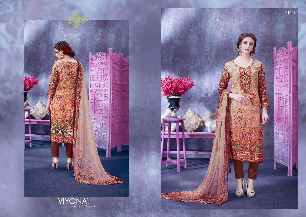Royale By Viyona Dressline 31001 To 31008 Series Beautiful Colorful Designer Fancy Ethnic Wear & Party Wear Pure Pashmina Embroidered & Printed Dresses At Wholesale Price