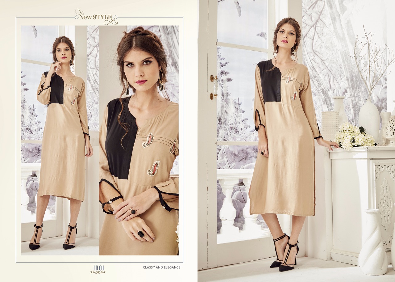 Ruhi By Yaazoo Fashion 1001 To 1010 Series Stylish Colorful Beautiful Fancy Ethnic Wear Casual Wear Rayon Printed & Embroidered Kurtis At Wholesale Price