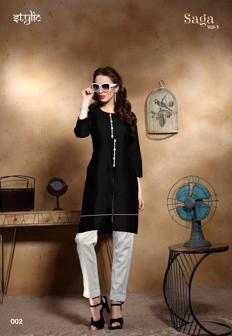 Saga-1 Unique Top & Pant Concept 001 To 010 Series By Stylic Beautiful Colorful Stylish Fancy Pretty Party Wear Casual Wear Occasional Wear Printed Kurti At Wholesale Price