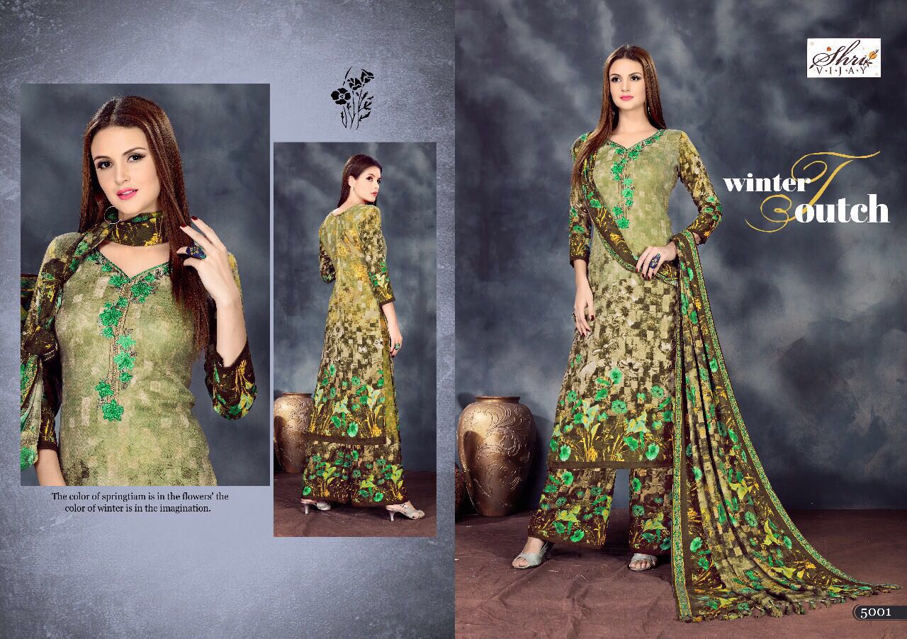 Sahanaz By Shri Vijay 5001 To 5010 Series Beautiful Pakistani Suits With Self Embroidered Work & Print Fancy Party Wear & Occasional Wear Pure Pashmina Jac. Dresses At Wholesale Price