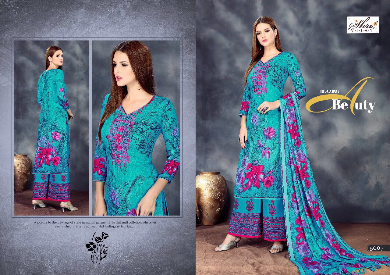 Sahanaz By Shri Vijay 5001 To 5010 Series Beautiful Pakistani Suits With Self Embroidered Work & Print Fancy Party Wear & Occasional Wear Pure Pashmina Jac. Dresses At Wholesale Price