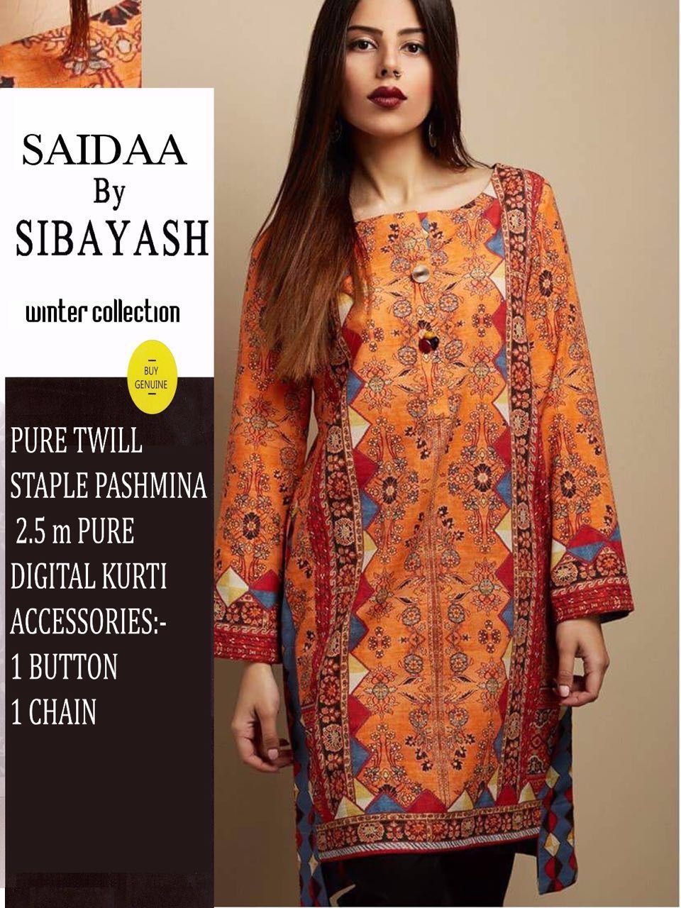 Saidaa By Sibayash 01 To 05 Series Beautiful Colorful Stylish Fancy Winter Wear & Casual Wear Pashmina Twill Digital Printed Kurtis At Wholesale Price