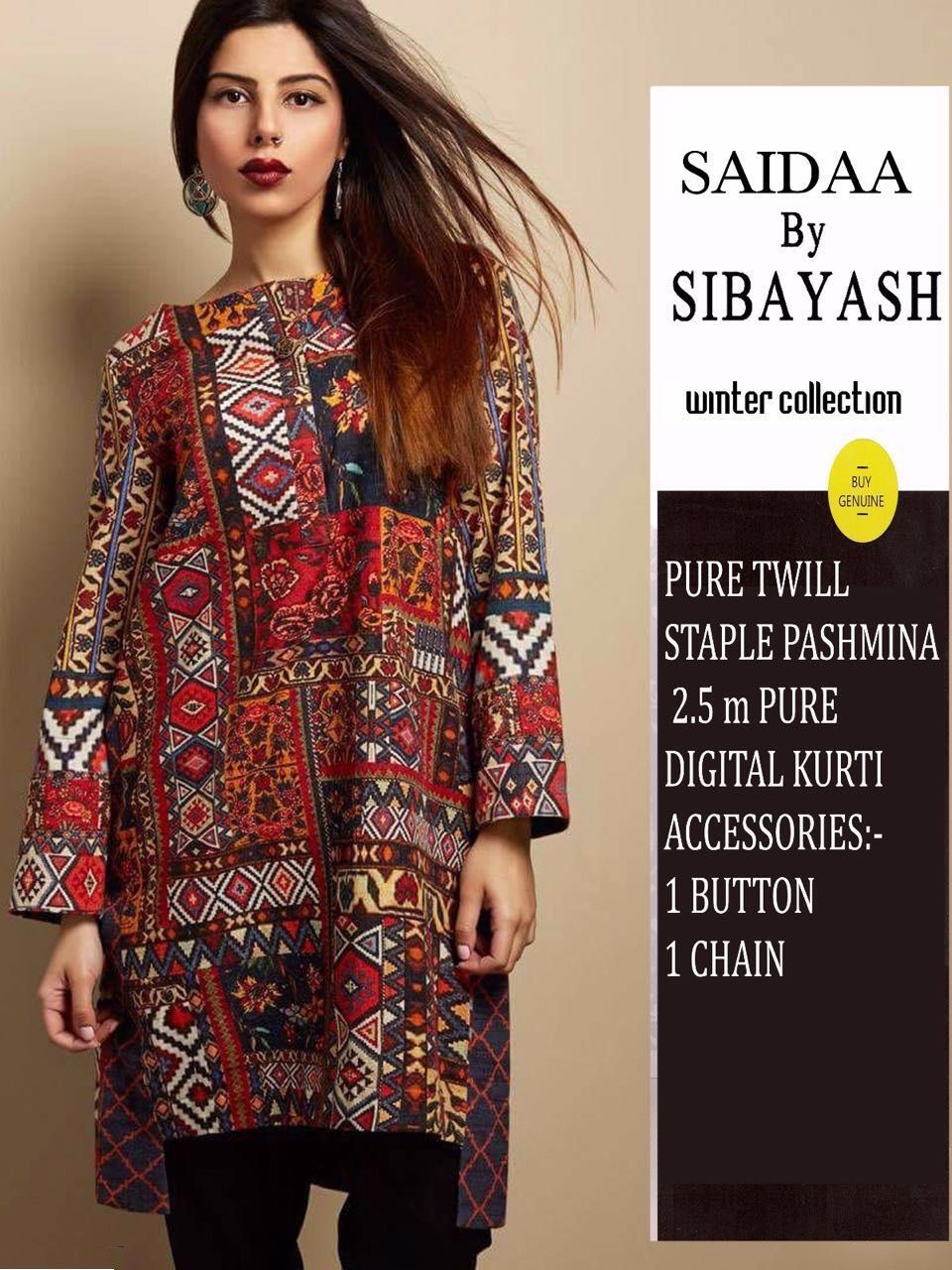 Saidaa By Sibayash 01 To 05 Series Beautiful Colorful Stylish Fancy Winter Wear & Casual Wear Pashmina Twill Digital Printed Kurtis At Wholesale Price