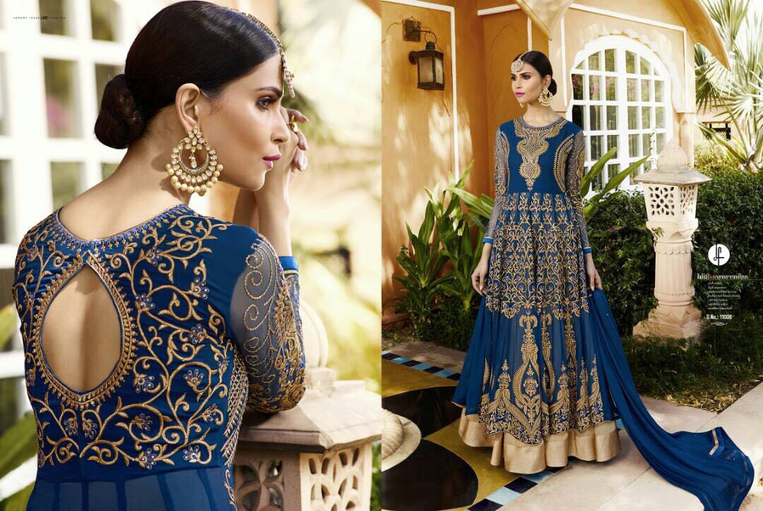 Sale - Aafreen-avida By Leo Fashions 11001 To 11009 Series Indian Stylish Beautiful Colourful Traditional Embroidered Party Wear Occasional Wear Georgette Dresses At Wholesale Price