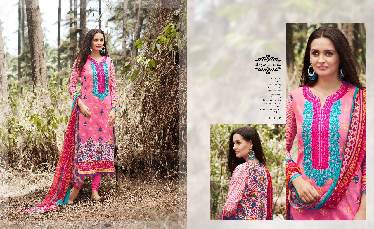 (sale)-mayra By Hayat Trendz 3006 To 3013 Series Indian Designer Suits Colorful Stylish Beautiful Embroidered Casual Wear Party Wear & Occasional Wear Lawn Cotton Dresses At Wholesale Price
