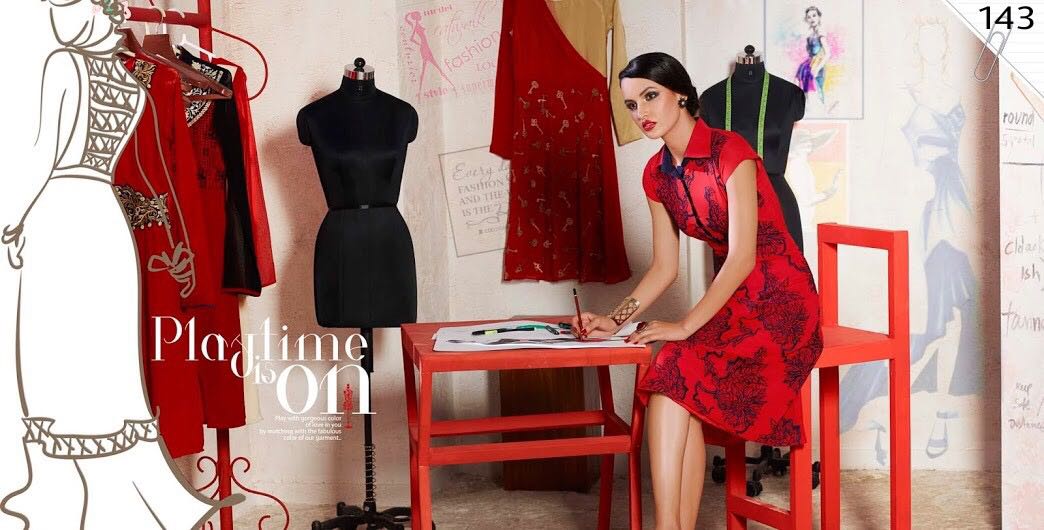 (sale)-red By Eternal 139 To 149 Series Stylish Beautiful Colorful Fancy Party Wear & Ethnic Wear Georgette Embroidered Kurtis At Wholesale Price
