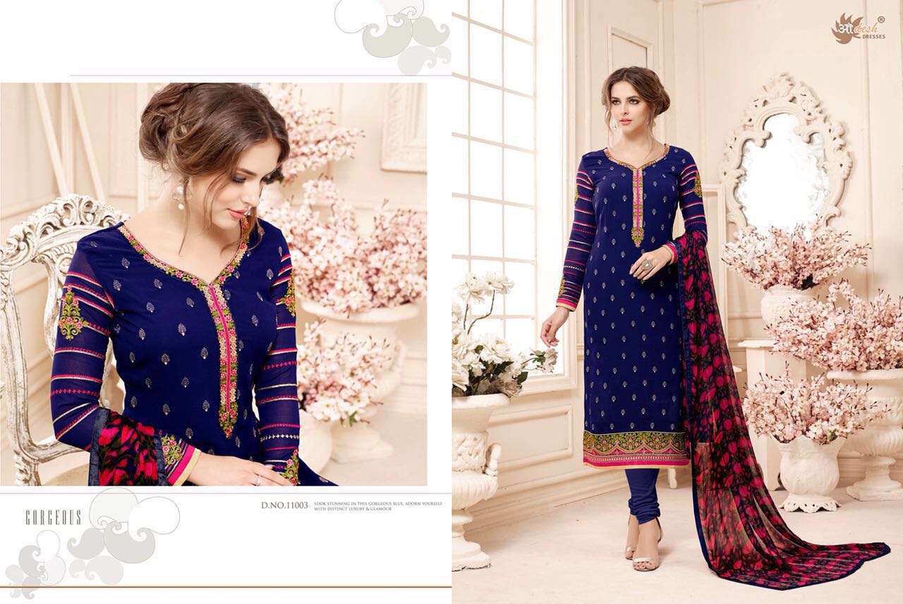 Sale-rozalia By Aadesh Dresses 11001 To 11008 Series Beautiful Designer Suits With Embroidered Fancy Colorful Georgette Dresses At Wholesale Price