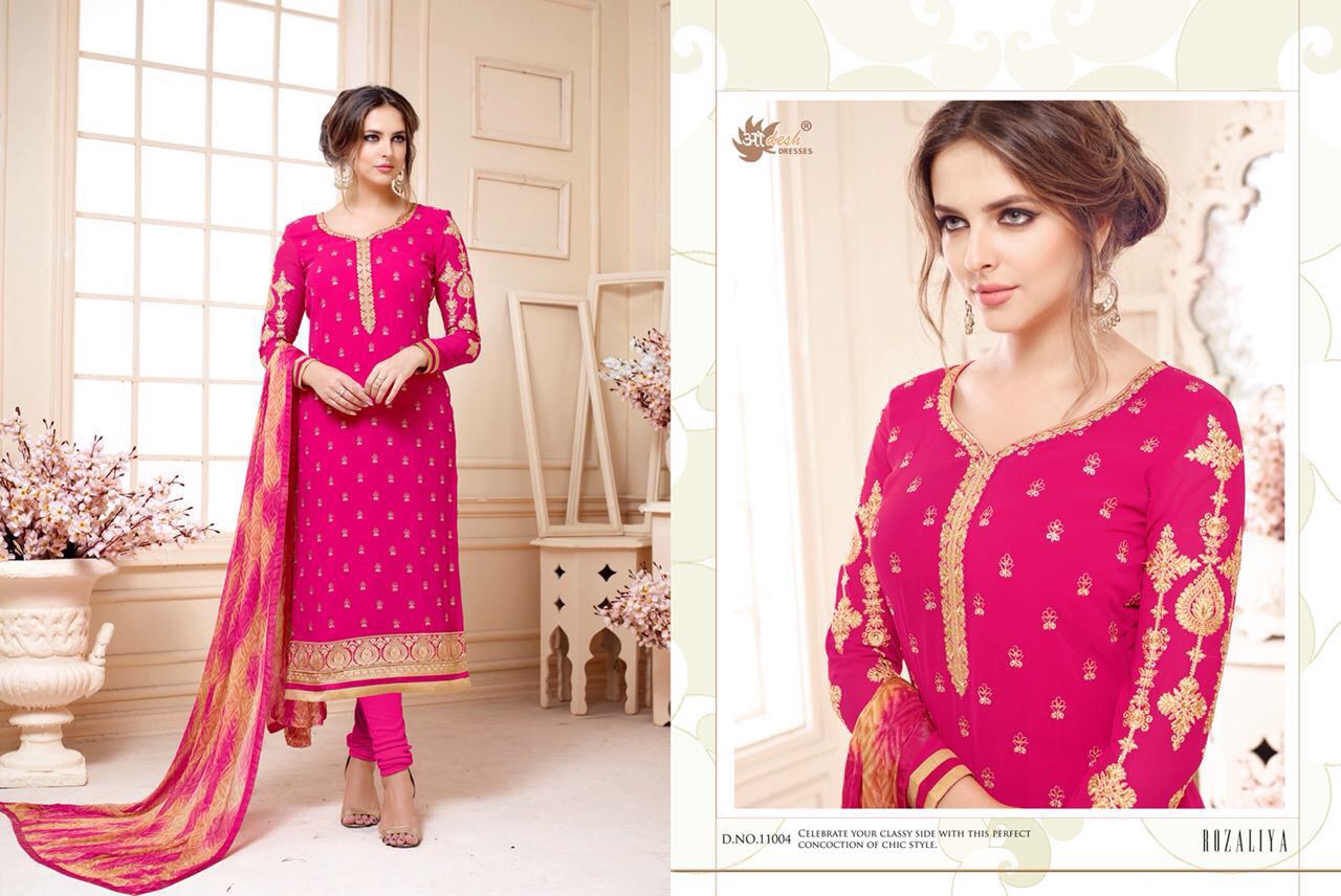 Sale-rozalia By Aadesh Dresses 11001 To 11008 Series Beautiful Designer Suits With Embroidered Fancy Colorful Georgette Dresses At Wholesale Price