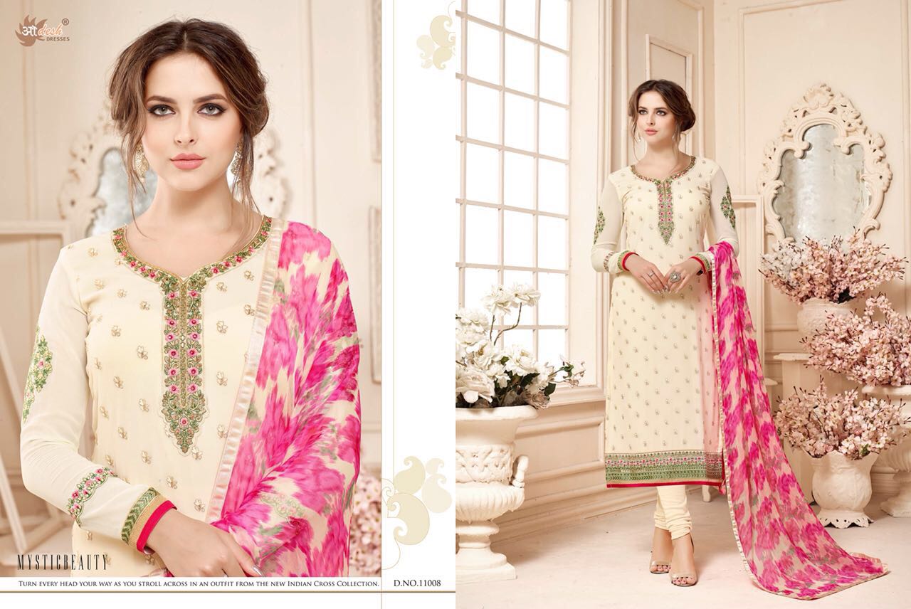 Sale-rozalia By Aadesh Dresses 11001 To 11008 Series Beautiful Designer Suits With Embroidered Fancy Colorful Georgette Dresses At Wholesale Price