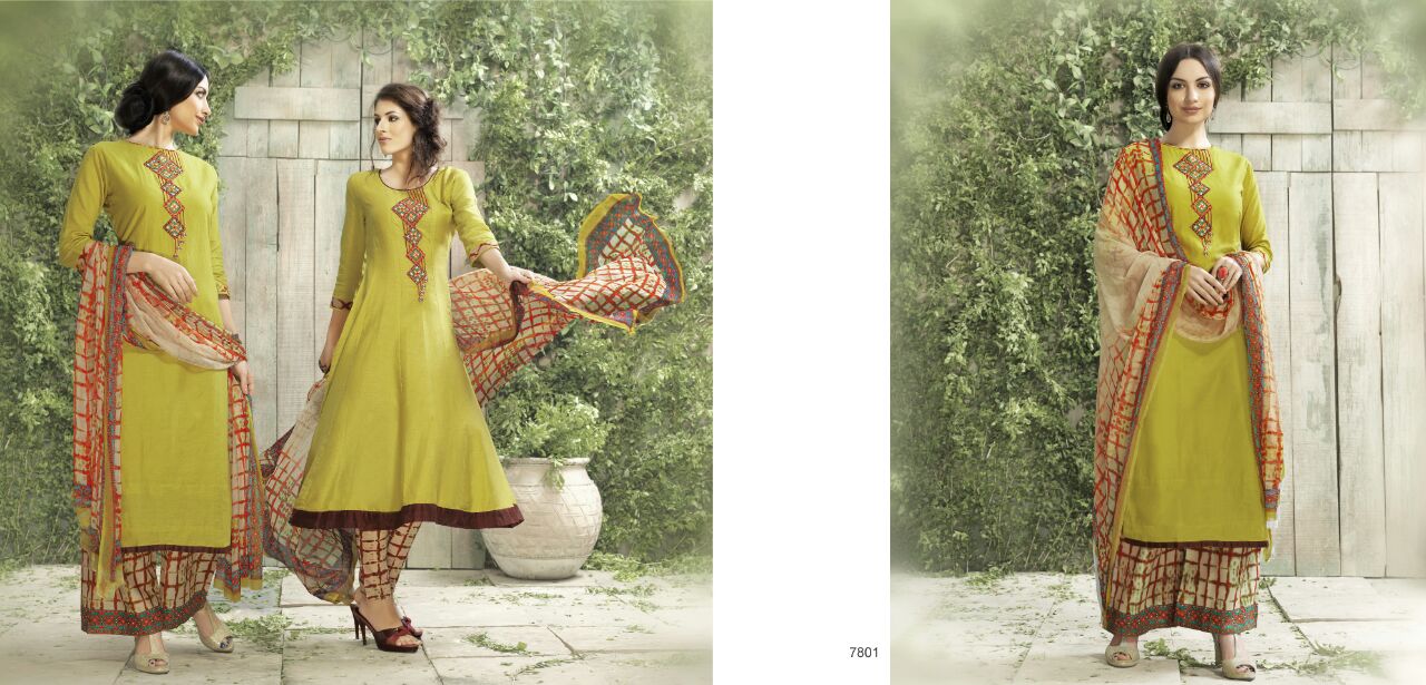 Sale-shivam 7800 Series By Shivam Prints Bollywood Beautiful Stylish Designer Embroidered Party Wear Glaze Cotton Dresses At Wholesale Price