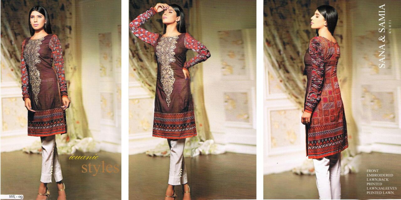 Sana & Samia By Fashion Track 01 To 10 Series Pakistani Beautiful Stylish Designer Heavy Embroidered Casual Wear Glaze Cotton Kurtis At Wholesale Price