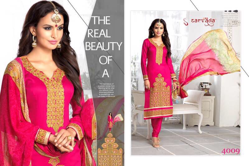 Sariq By Sarvada Creation 4009 To 4018 Series Indian Traditional Beautiful Stylish Designer Embroidered Party Wear Glaze Cotton Dresses At Wholesale Price