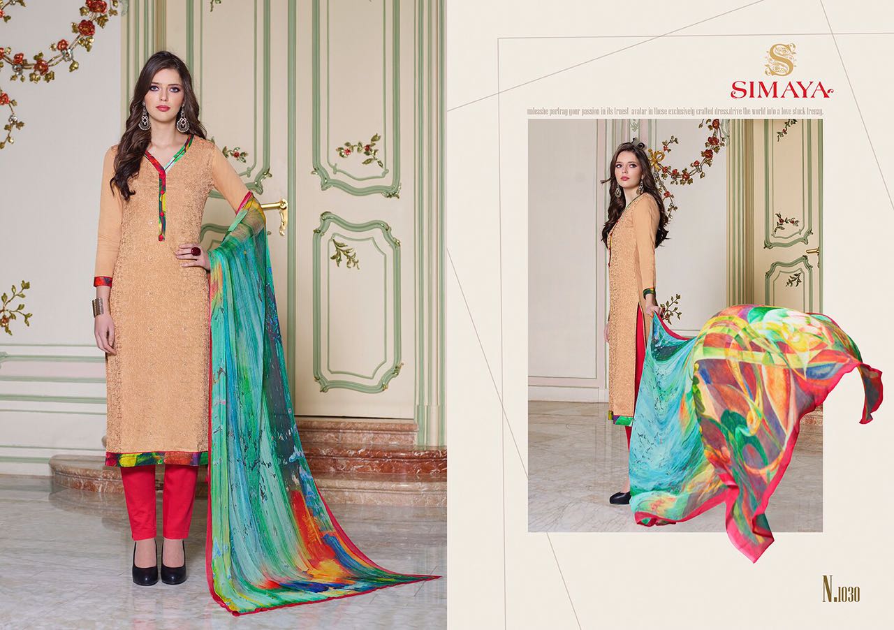 Savera By Simaya Fashions 1023 To 1034 Indian Beautiful Stylish Colourful Stylish Party Wear Casual Wear Occasional Wear Printed Silk Suit At Wholesale Price
