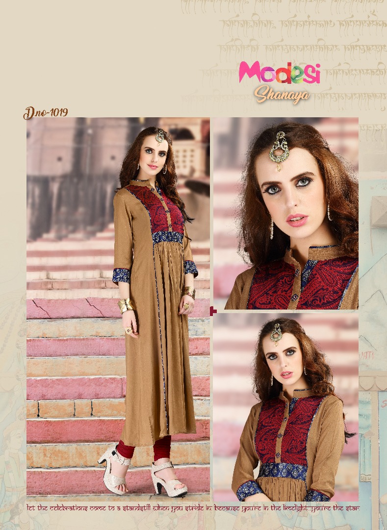 Shayana Vol-2 By Modesi 1011 To 1019 Series Indian Designer Beautiful Embroidered Fancy Casual Wear & Ready To Wear Kurtis At Wholesale Price