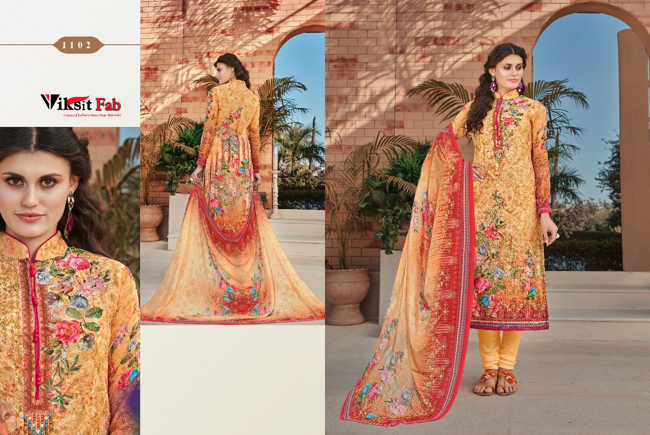Shinaaz By Viksit Fab 1101 To 1108 Series Beautiful Stylish Colorful Fancy Party Wear & Ethnic Wear Faux Georgette Dresses At Wholesale Price