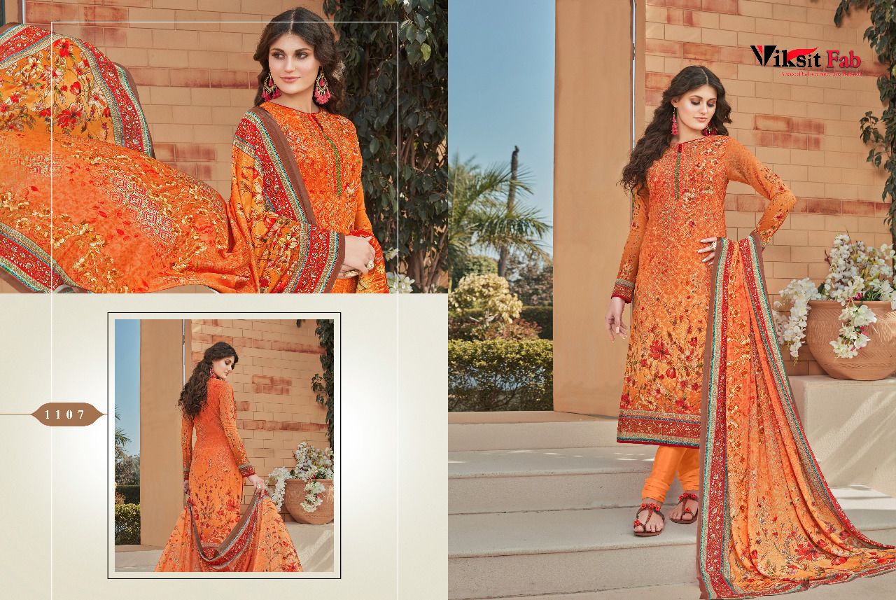 Shinaaz By Viksit Fab 1101 To 1108 Series Beautiful Stylish Colorful Fancy Party Wear & Ethnic Wear Faux Georgette Dresses At Wholesale Price
