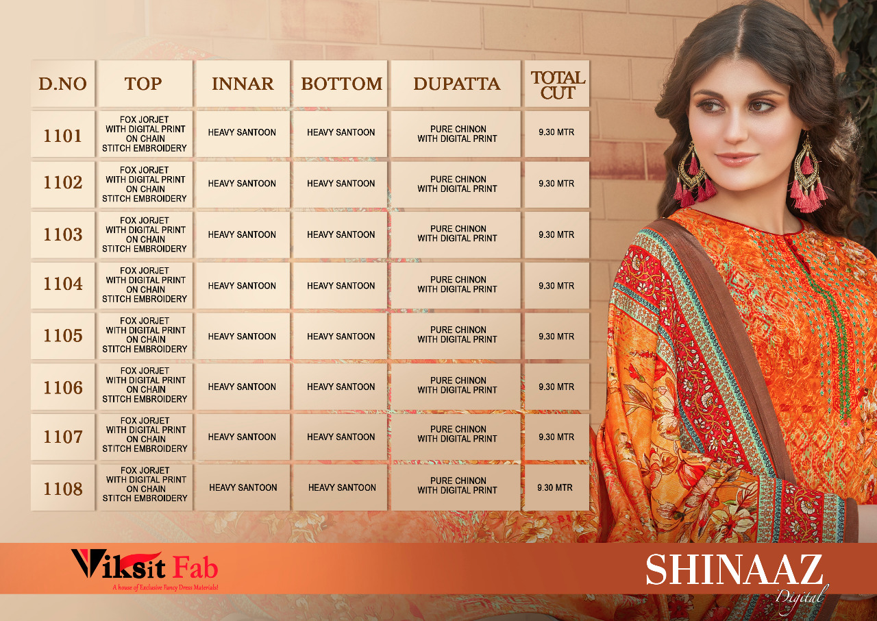 Shinaaz By Viksit Fab 1101 To 1108 Series Beautiful Stylish Colorful Fancy Party Wear & Ethnic Wear Faux Georgette Dresses At Wholesale Price