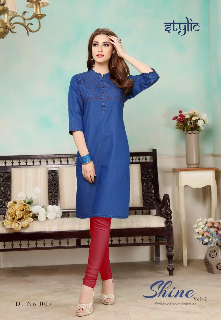 Shine-2 001 To 012 Series By Stylic Beautiful Stylish Casual Wear Occasional Wear Party Wear Denim Kurti At Wholesale Price