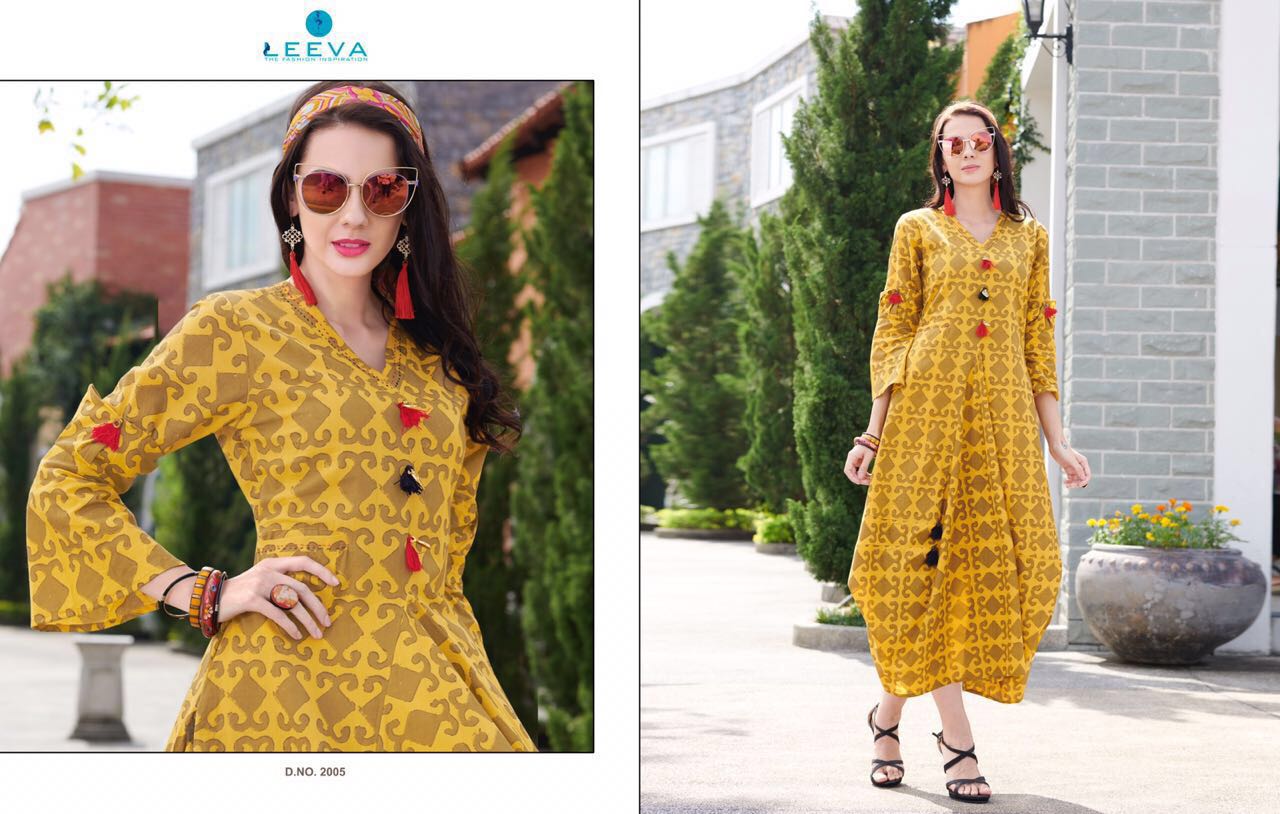 Signature By Leeva 2001 To 2009 Series Designer Stylish Colorful Fancy Beautiful Casual & Party Wear & Ethnic Wear Jaipuri Cotton & Rayon Kurtis At Wholesale Price