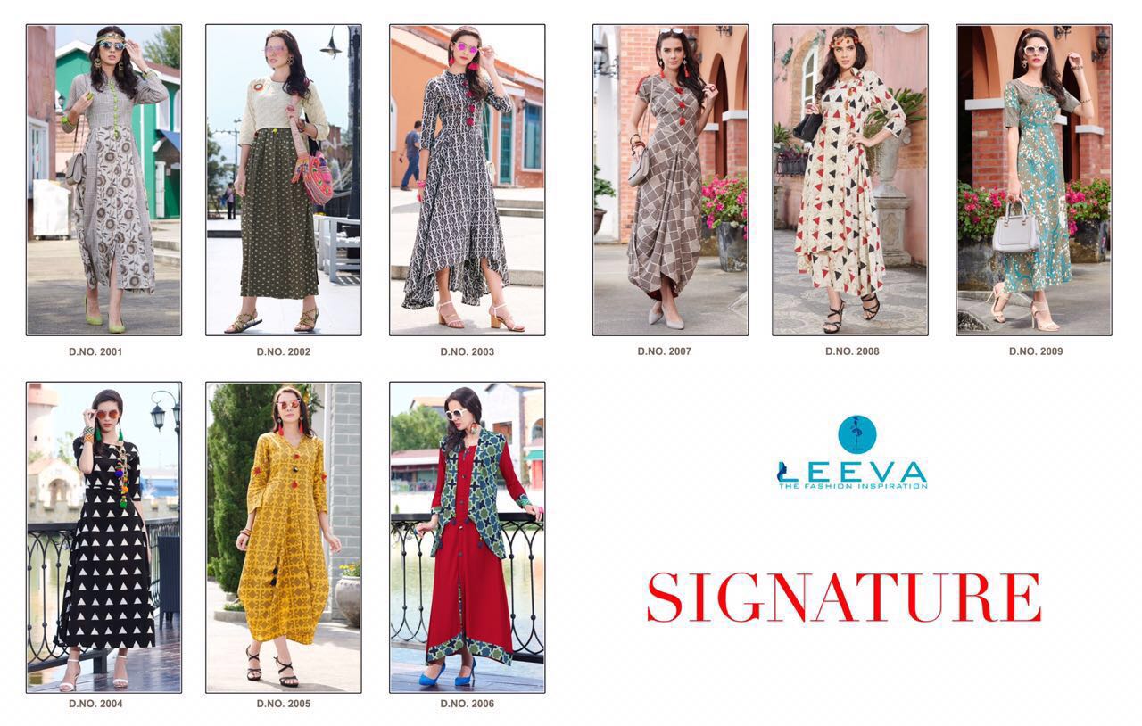 Signature By Leeva 2001 To 2009 Series Designer Stylish Colorful Fancy Beautiful Casual & Party Wear & Ethnic Wear Jaipuri Cotton & Rayon Kurtis At Wholesale Price