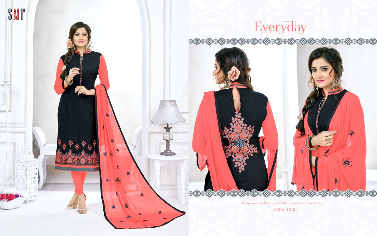 Simar By Smf 1001 To 1010 Series Beautiful Colorful Stylish Fancy Indian Party Wear & Ethnic Wear Cotton Slub Embroidered Dresses At Wholesale Price