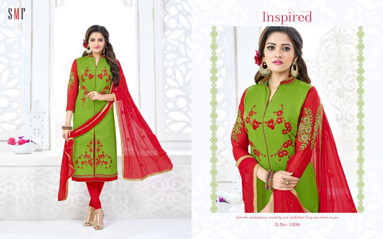 Simar By Smf 1001 To 1010 Series Beautiful Colorful Stylish Fancy Indian Party Wear & Ethnic Wear Cotton Slub Embroidered Dresses At Wholesale Price