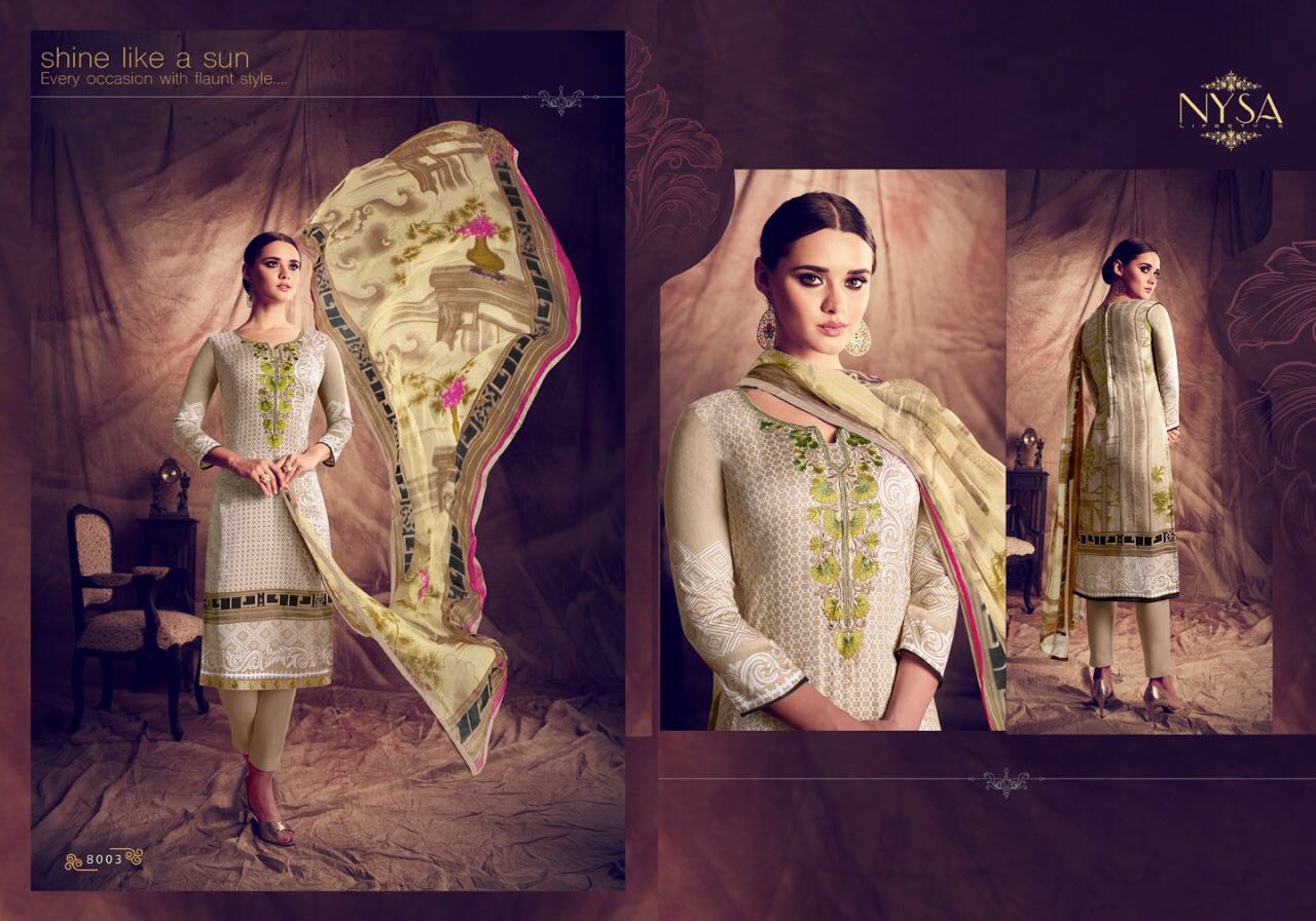 Sofia Vol-1 By Nysa Lifestyle 8001 To 8007 Series Beautiful Stylish Colorful Fancy Party Wear & Casual Wear Glace Cotton Printed Dresses At Wholesale Price