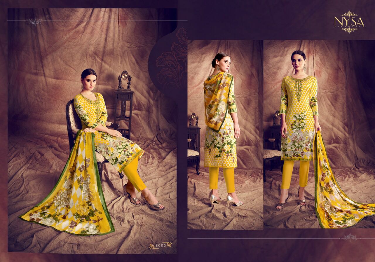 Sofia Vol-1 By Nysa Lifestyle 8001 To 8007 Series Beautiful Stylish Colorful Fancy Party Wear & Casual Wear Glace Cotton Printed Dresses At Wholesale Price