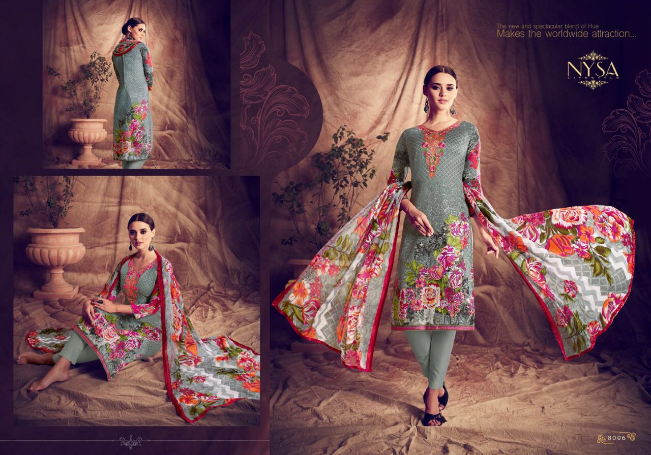 Sofia Vol-1 By Nysa Lifestyle 8001 To 8007 Series Beautiful Stylish Colorful Fancy Party Wear & Casual Wear Glace Cotton Printed Dresses At Wholesale Price