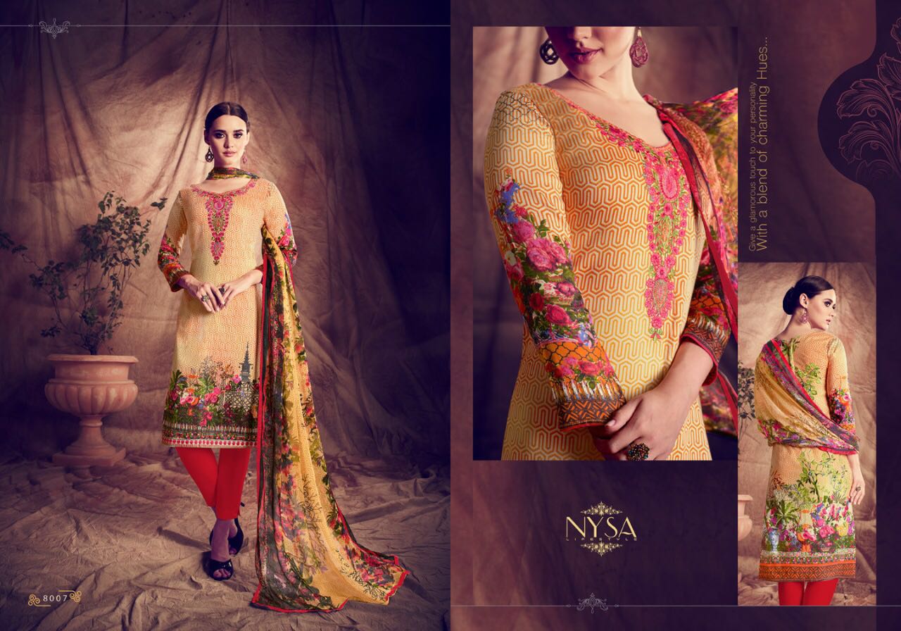 Sofia Vol-1 By Nysa Lifestyle 8001 To 8007 Series Beautiful Stylish Colorful Fancy Party Wear & Casual Wear Glace Cotton Printed Dresses At Wholesale Price