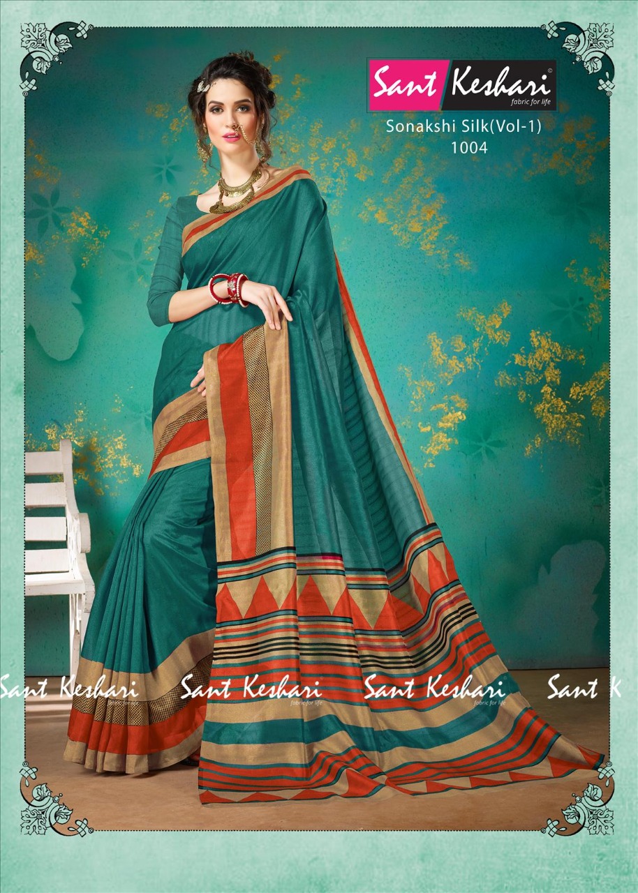 Sonakshi Silk Vol-1 By Sant Keshari 1001 To 1009 Series Beautiful Fancy Colorful Traditional Wear Festive Collection Party Wear & Occasional Wear Bhagalpuri Cotton Sarees At Wholesale Price