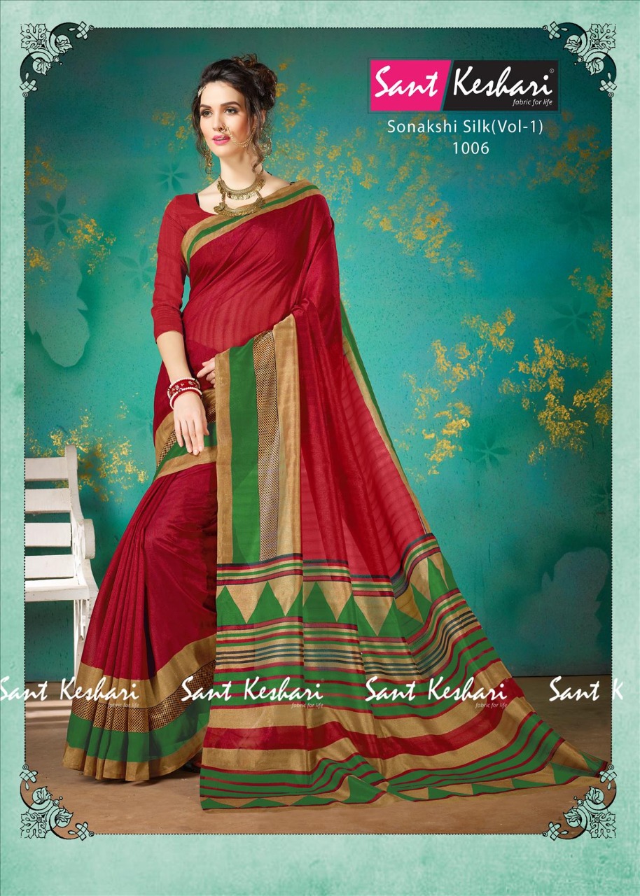 Sonakshi Silk Vol-1 By Sant Keshari 1001 To 1009 Series Beautiful Fancy Colorful Traditional Wear Festive Collection Party Wear & Occasional Wear Bhagalpuri Cotton Sarees At Wholesale Price