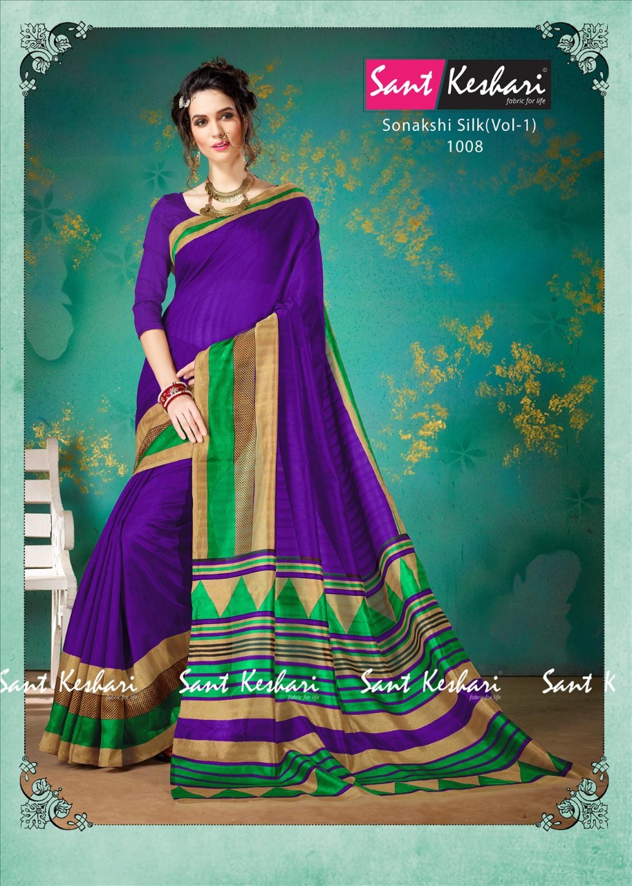 Sonakshi Silk Vol-1 By Sant Keshari 1001 To 1009 Series Beautiful Fancy Colorful Traditional Wear Festive Collection Party Wear & Occasional Wear Bhagalpuri Cotton Sarees At Wholesale Price