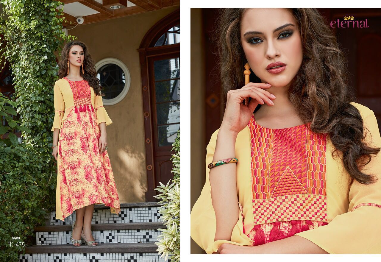 Star Light Vol-2 By Eternal 470 To 481 Series Designer Beautiful Fancy Stylish Colorful Party Wear & Ethnic Wear Georgette Kurtis At Wholesale Price