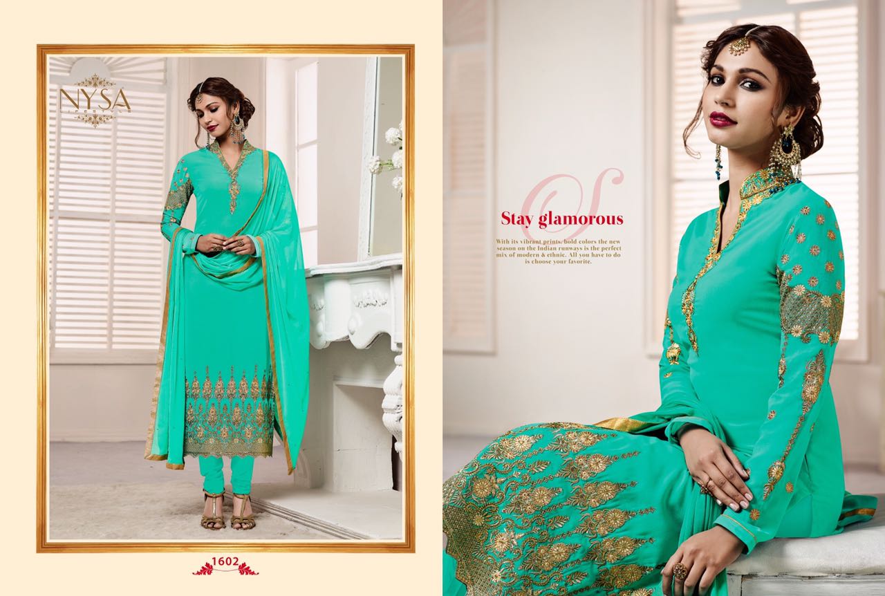 Straight Collection Vol-7 By Nysa Lifestyle 1601 To 1607 Series Beautiful Indian Suits With Embroidered Work Fancy Party Wear & Occasional Wear Georgette Dresses At Wholesale Price