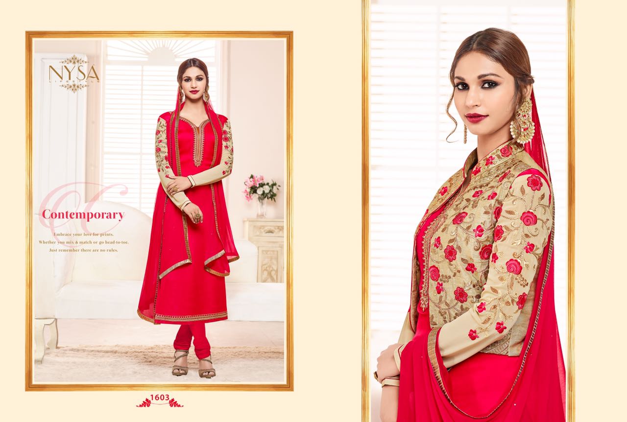 Straight Collection Vol-7 By Nysa Lifestyle 1601 To 1607 Series Beautiful Indian Suits With Embroidered Work Fancy Party Wear & Occasional Wear Georgette Dresses At Wholesale Price