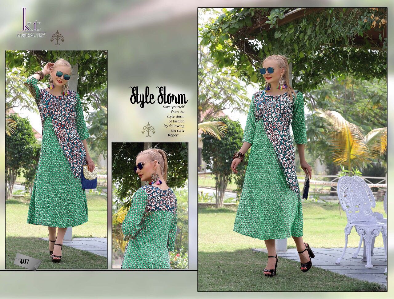 Sunshine By Kushal Tex 405 To 412 Series Stylish Fancy Beautiful Colorful Casual Wear & Ethnic Wear Heavy Fine Rayon Printed Kurtis At Wholesale Price