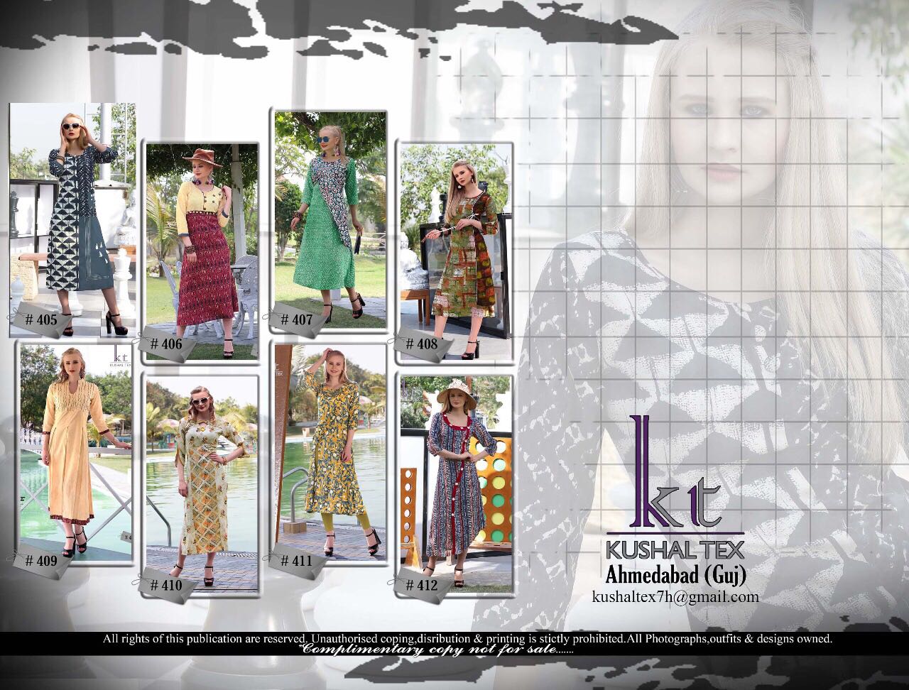 Sunshine By Kushal Tex 405 To 412 Series Stylish Fancy Beautiful Colorful Casual Wear & Ethnic Wear Heavy Fine Rayon Printed Kurtis At Wholesale Price