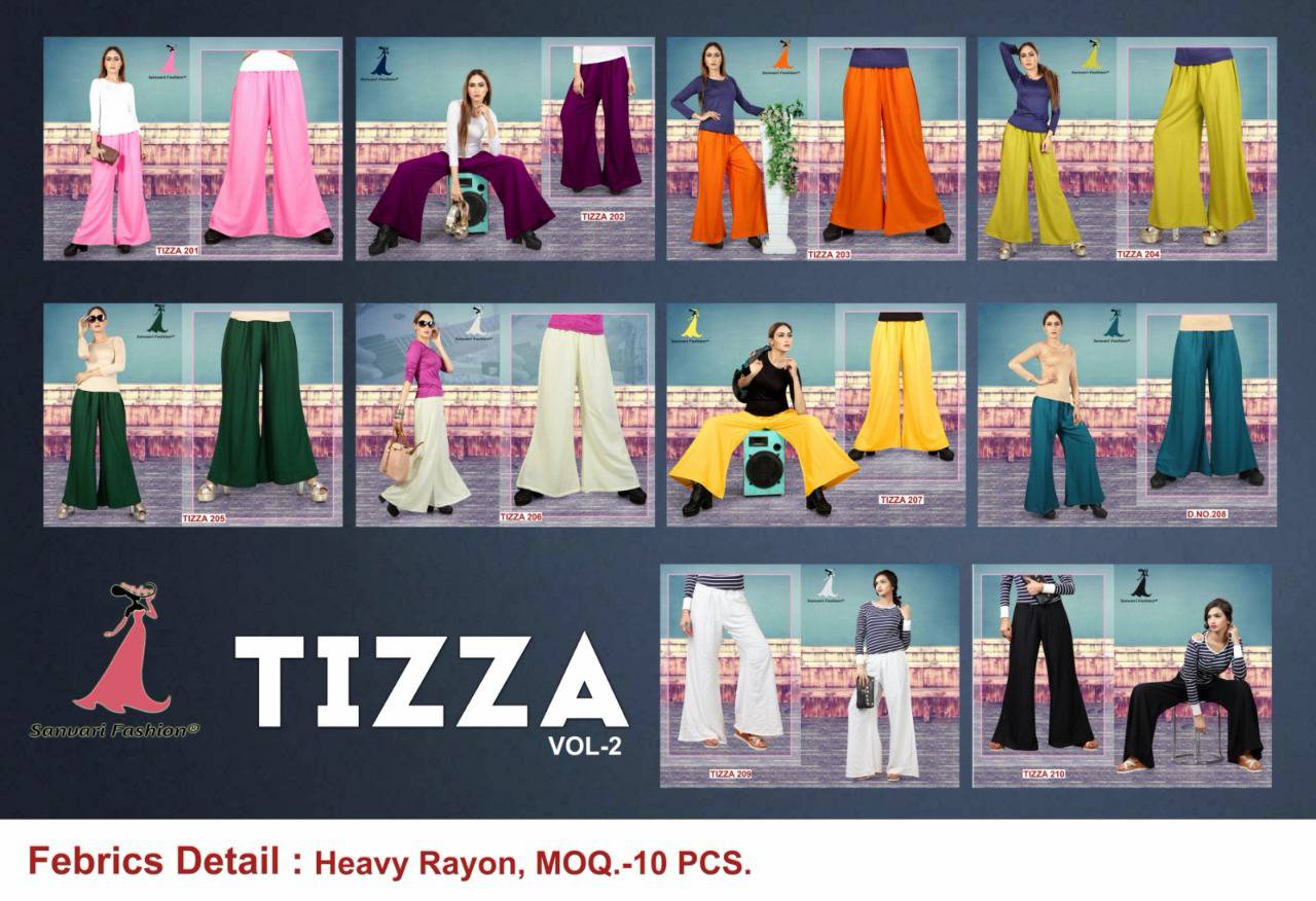 Tizza Vol-2 By Sanvari Fashion 201 To 210 Series Stylish Colorful Beautiful Fancy Ethnic Wear & Casual Wear Heavy Rayon Palazzos At Wholesale Price